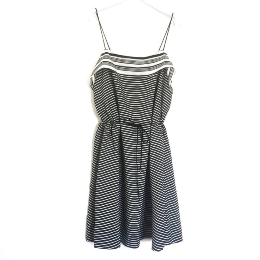 Madewell Black and White Striped Spaghetti Strap Dress